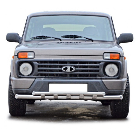 Защита переднего бампера «Труба двойная» для L@DA 4x4 Urban (d51/63,5)(Нерж. Сталь) купить недорого с доставкой в Видное