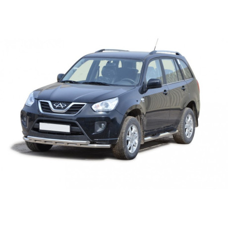 Защита порогов «Труба с проступью» (d76) для Chery Tiggo t11 FL (2012-2015)(Нерж. Сталь) купить недорого с доставкой в Видное