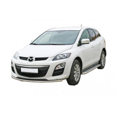 Защита порогов с алюминиевым листом (d63,5) для Mazda CX-7 (2006-2012)(Нерж. Сталь)