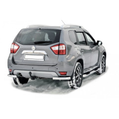 Защита порогов «Труба с проступью» (d76) для Nissan Terrano (2014-н.в.)(Нерж. Сталь)