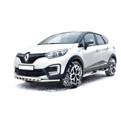 Защита порогов «Труба с проступью» (d76) для Renault Kaptur (2016-н.в.)(Нерж. Сталь)