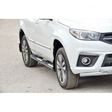 Защита порогов «Труба с проступью» (d76) для Chery Tiggo 3 (2017-2018)(Окрашенное) купить недорого с доставкой в Видное