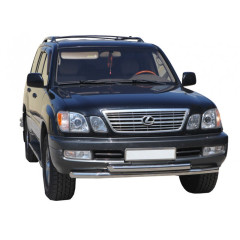 Защита переднего бампера «Труба двойная» (d63,5) для Lexus LX 470 (1998-2007)(Нерж. Сталь)