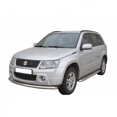 Защита порогов с алюминиевым листом (d63,5) для Suzuki Grand Vitara (2005-2008)(Окрашенное) купить недорого с доставкой в Видное