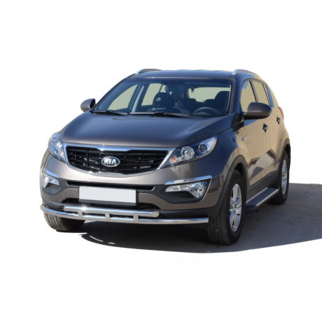 Защита переднего бампера «Труба двойная» (d51) для KIA Sportage (2010-2015)(Нерж. Сталь) купить недорого с доставкой в Видное