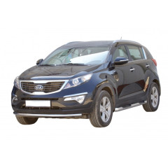 Защита порогов «Труба с проступью» (d76) для Kia Sportage (2010-2015)(Нерж. Сталь)
