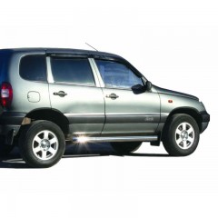 Защита порогов «Труба Люкс» для B@3 2123 "Chevrolet Niv@" (d76), нержавеющая сталь
