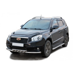 Защита порогов с алюминиевыми накладками (d63,5) для Geely Emgrand X7 (2013-2016)(Нерж. Сталь)