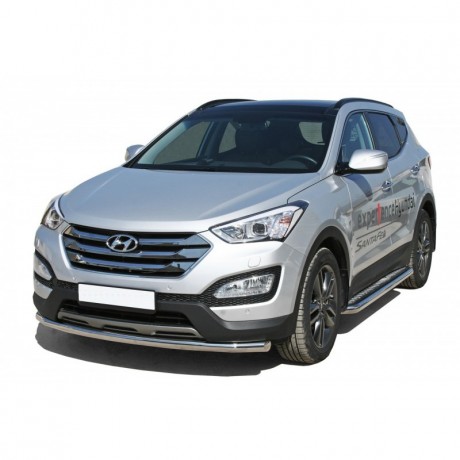Защита переднего бампера «Труба» (d63,5) для Hyundai Santa Fe (2012-2016)(Окрашенное) купить недорого с доставкой в Видное