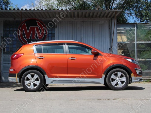 Накладки на пороги "JSW Style" для KIA Sportage (3rd) (2010-2016) купить недорого с доставкой в Видное